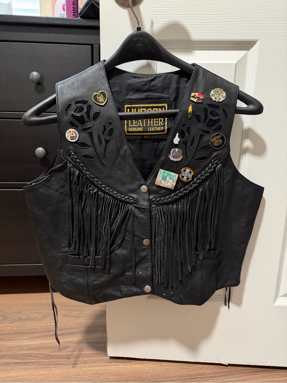Genuine Leather Black Fringe Biker Vest - Classic Women's Motorcycle Vest